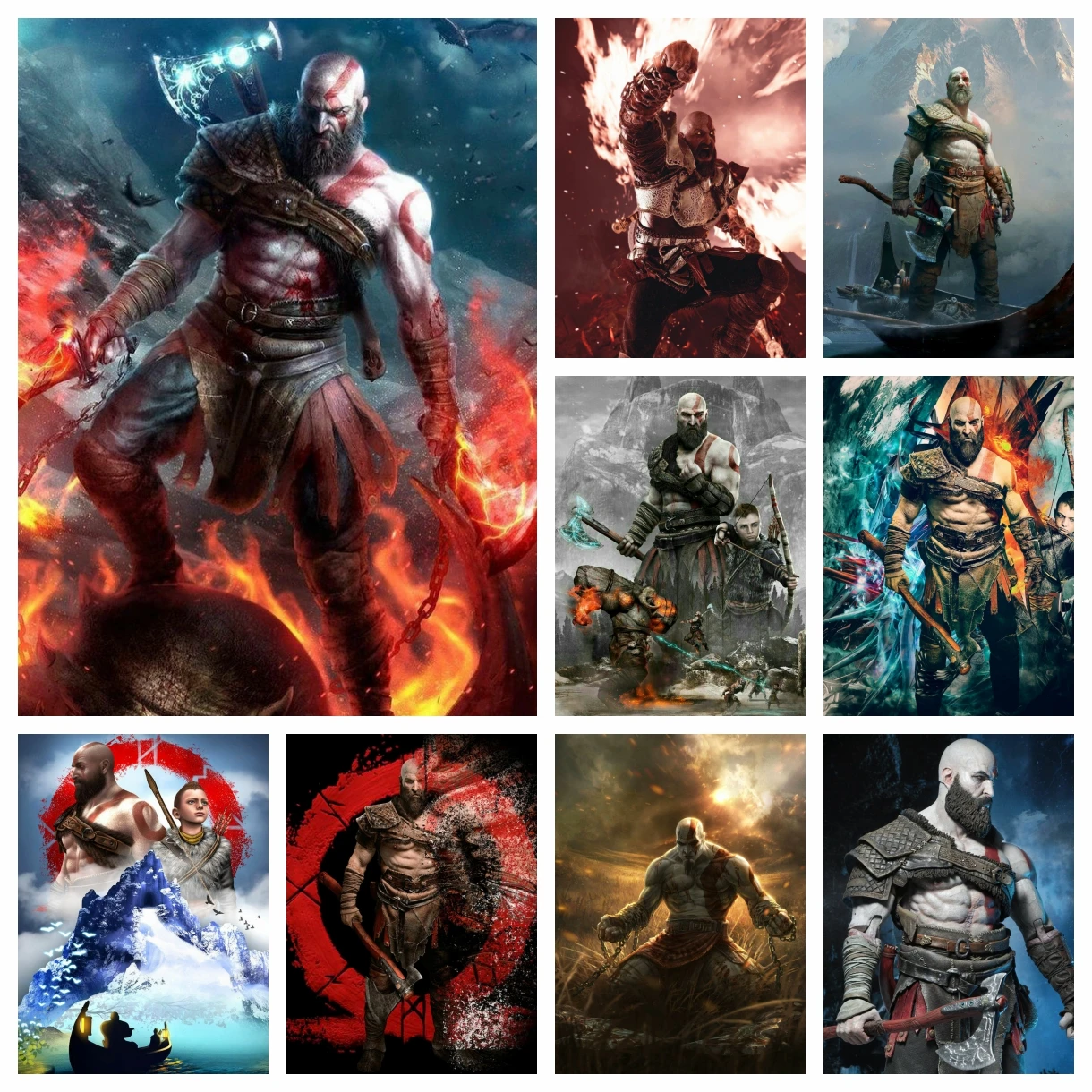 

5D Video Game Series God Of War Diamond Mosaic Painting Dark Art Kratos Warrior Poster Rhinestone Cross Stitch Craft Home Decor