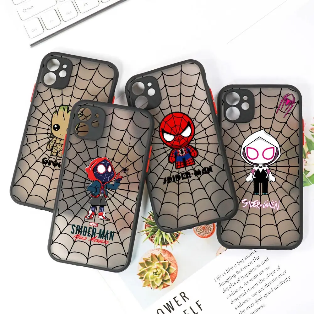 

Marvel Web Spider Man Miles Morales Clear Case For iPhone 14 13 Pro Max 12 11 Pro SE 2020 XS XR 7 8 Plus Luxury Matte Back Cover