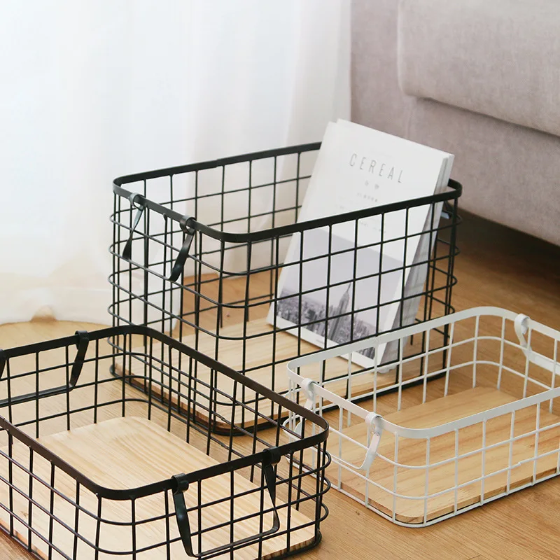 

Nordic Ins Iron Art Storage Basket Desktop Book Snack Japanese Zakka Metal Storage Basket Dirty Clothes Basket Storage Basket