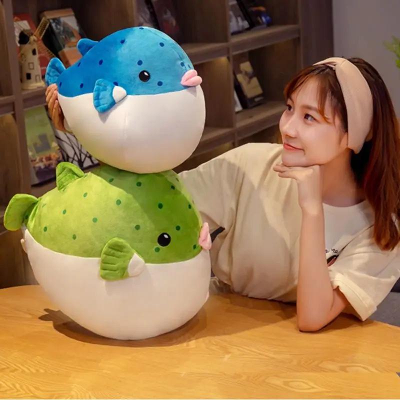 

Marine life puffer fish doll children's gift simulation spiny dolphin plush toy kawaii plush kawaii doll pink kawaii room decor