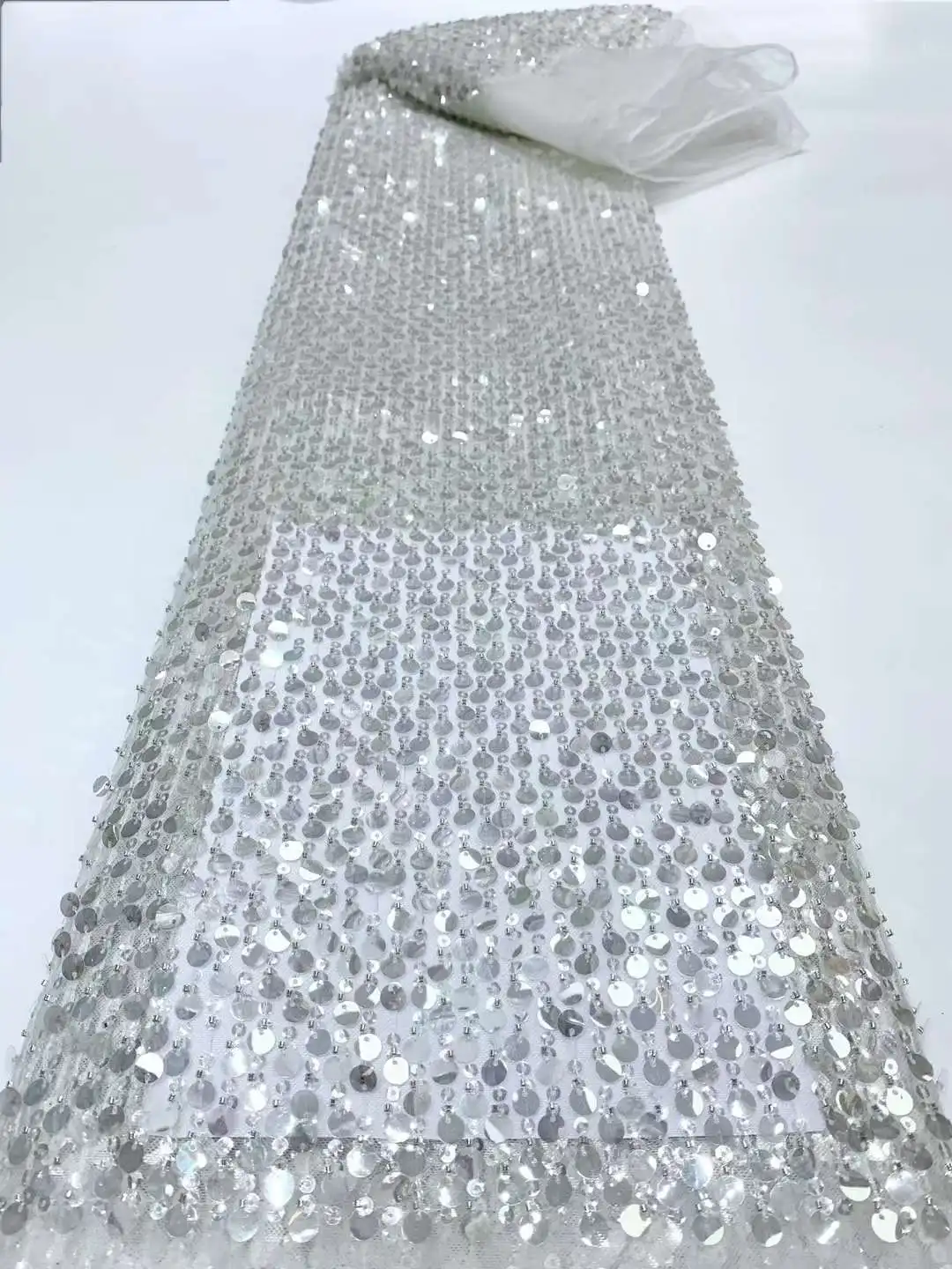 Новейшая африканская кружевная ткань с 3d-вышивкой и блестками 5 ярдов