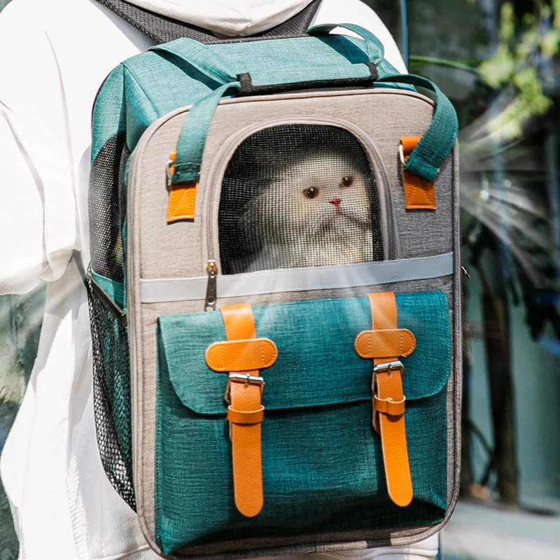 

Small Foldable Cat Dog Travel Bag Carriers Backpack with Three-Sided Breathable Mesh And Removable Mat Pet Carrier Backpack