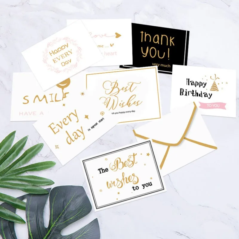 

50pcs Student Stationery Office Supplies Thank You Smile Love You Valentine's Day Wishes Message Gift Greeting Card Envelope