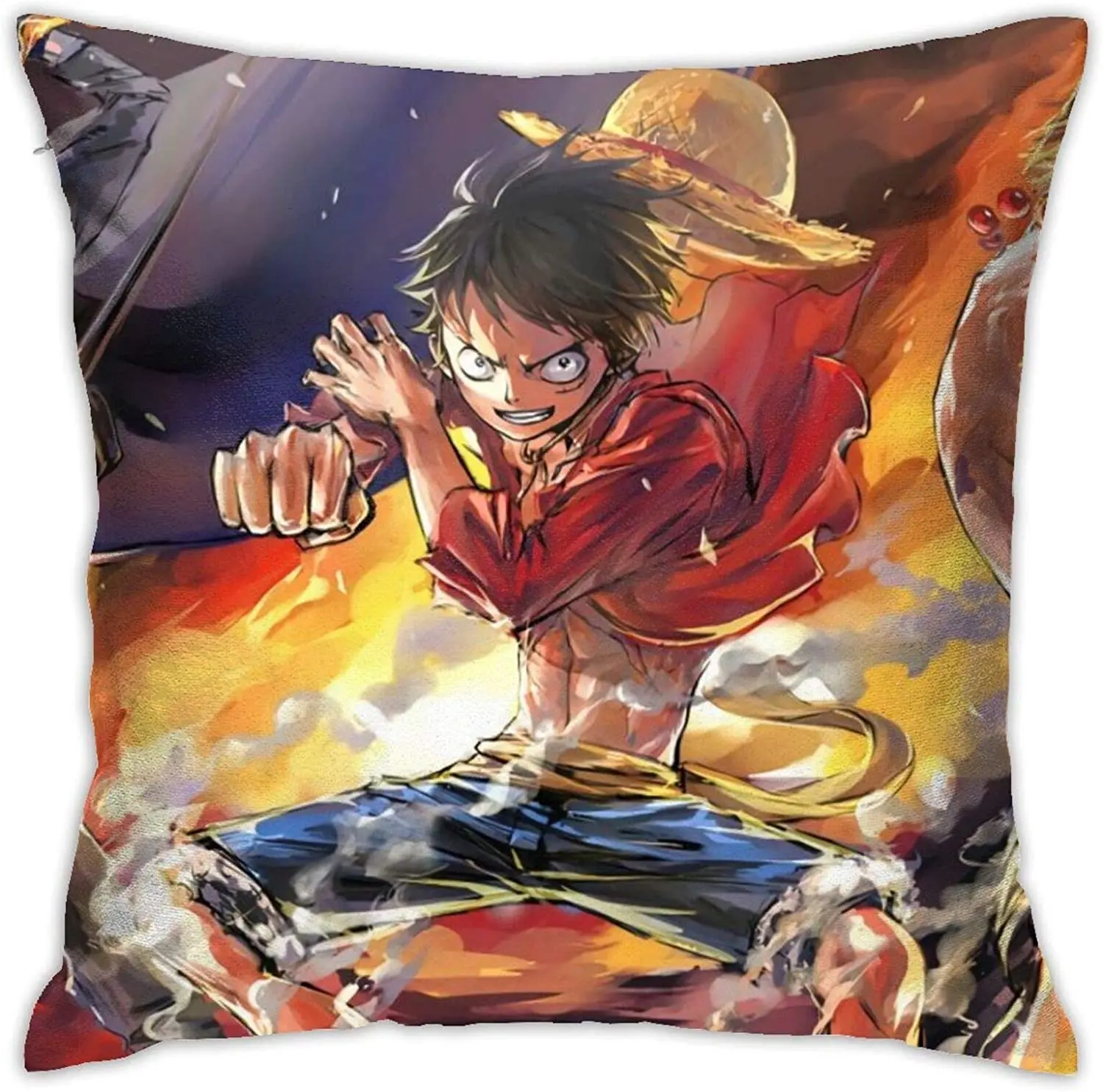 

Anime One Piece Cartoon Comic Throw Pillow Covers 18 x 18 Inch Decorative Cushion Case Soft Square for Sofa Couch Bed Home