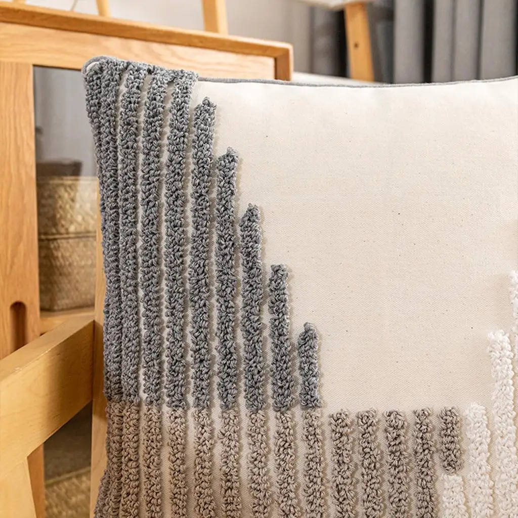 

Throw Pillow Case Tufted Handmade Bed Cushion Cover Pillowcase 30x50cm B