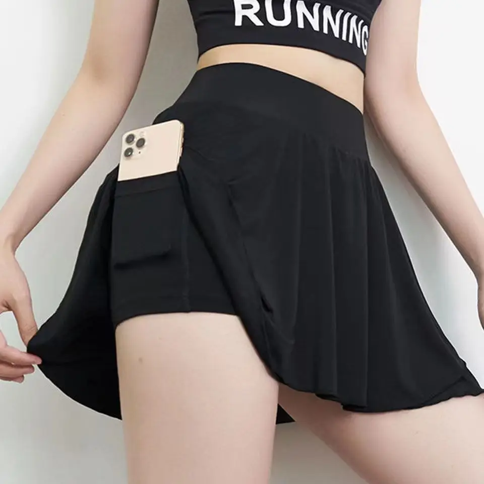 

Summer Tennis Skirt Woman Fashion 2023 School Short Pleated Mini Skirt Loose Double Layer Outdoor Women's Skirt Korean
