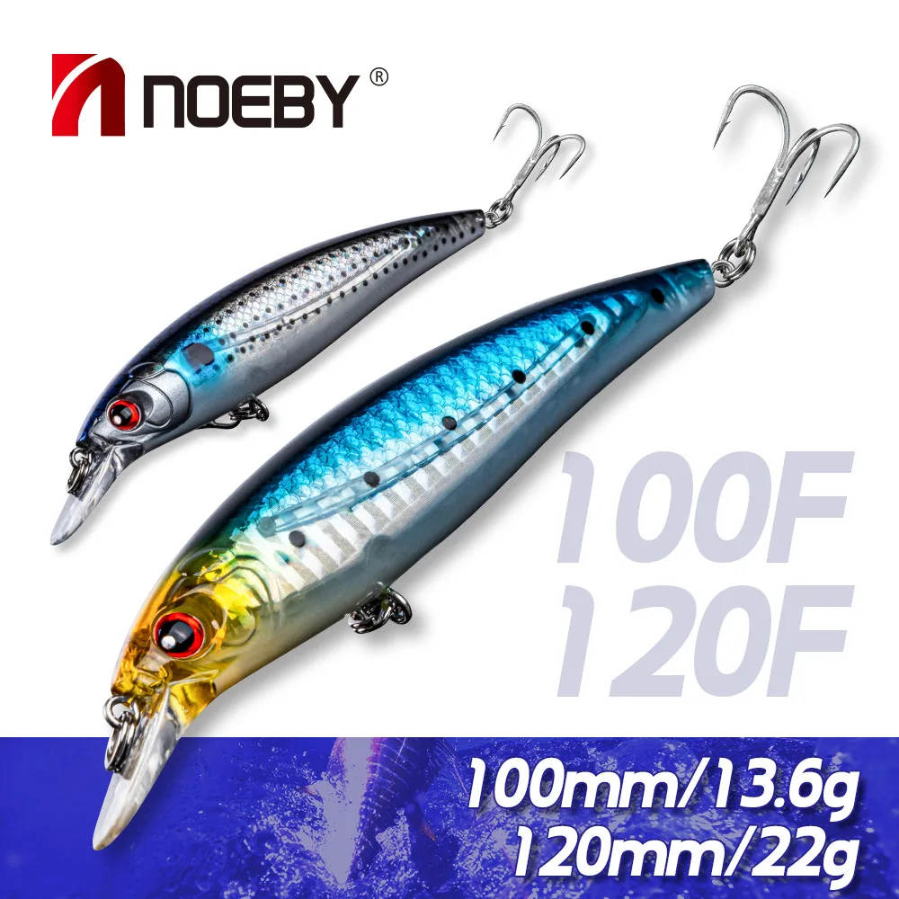

NOEBY Minnow Fishing Lures 100mm 13.6g 120mm 22g Long Casting Wobbler Jerkbait Artificial Hard Bait for Bass Fishing Tackle Lure