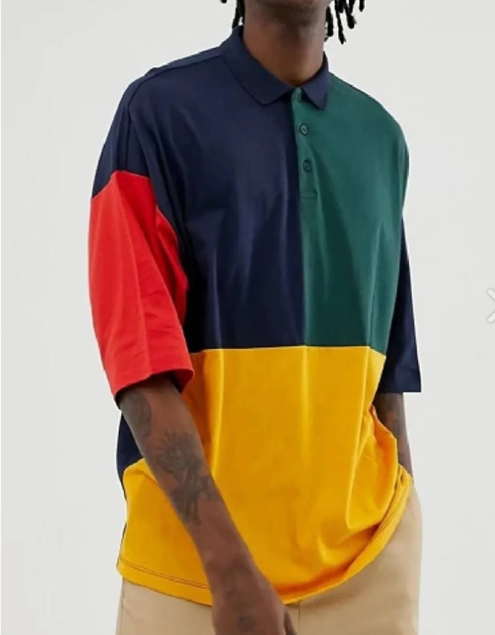 

ZOGAA Casual Loose Short Sleeve Print Contrast Polo Shirt Men's Top