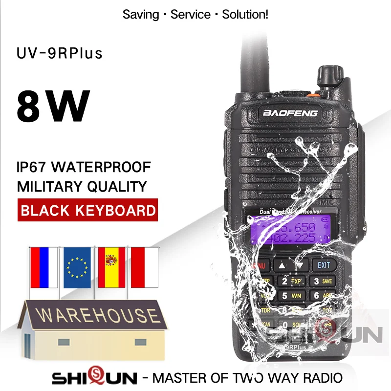 Hot Baofeng UV-9R 8W IP67 Waterproof Dual Band 136-174/400-520MHz Ham Radios 10KM Baofeng 8W Walkie Talkie 10KM UV-9R Plus UV-XR