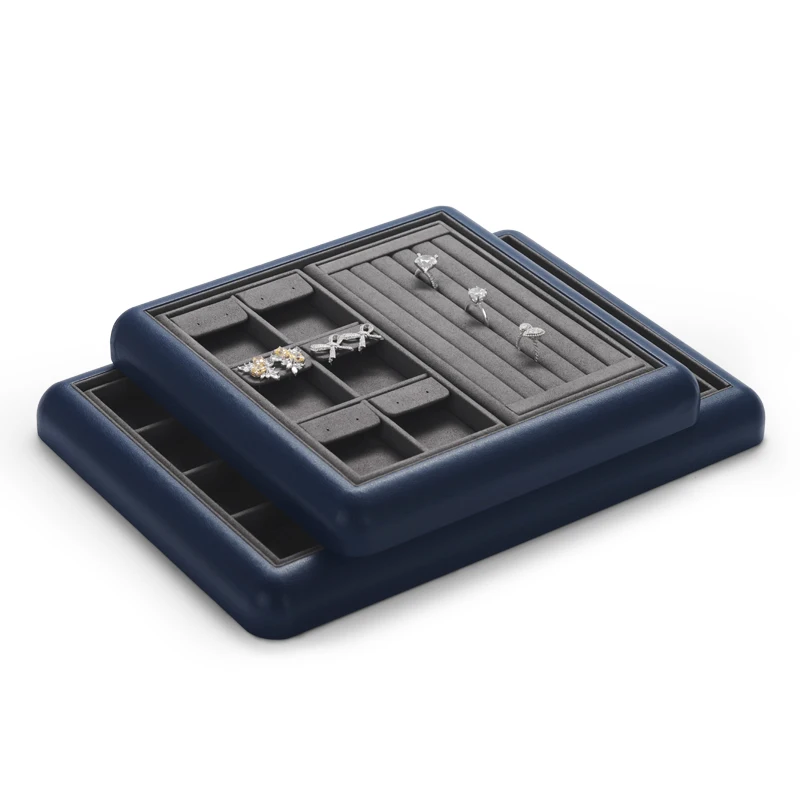 Oirlv Grey Detachable Multi-function Jewelry Storage Tray with Microfiber Jewelry Display Trays for Ring Pendant Earrings