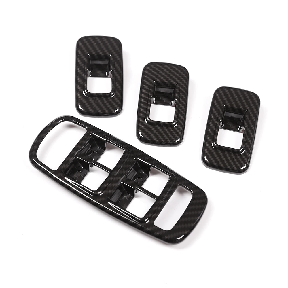

4pcs For Jaguar XE Accessories Carbon Fiber Chrome Car Door Window Button Panel Cover Trim