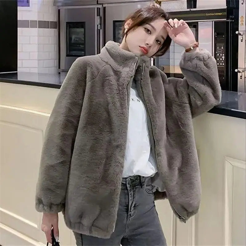 fur coat Women's autumn and winter 2022 new stand collar  cotton thickened warm lamb wool coat  jacket  fur coat women