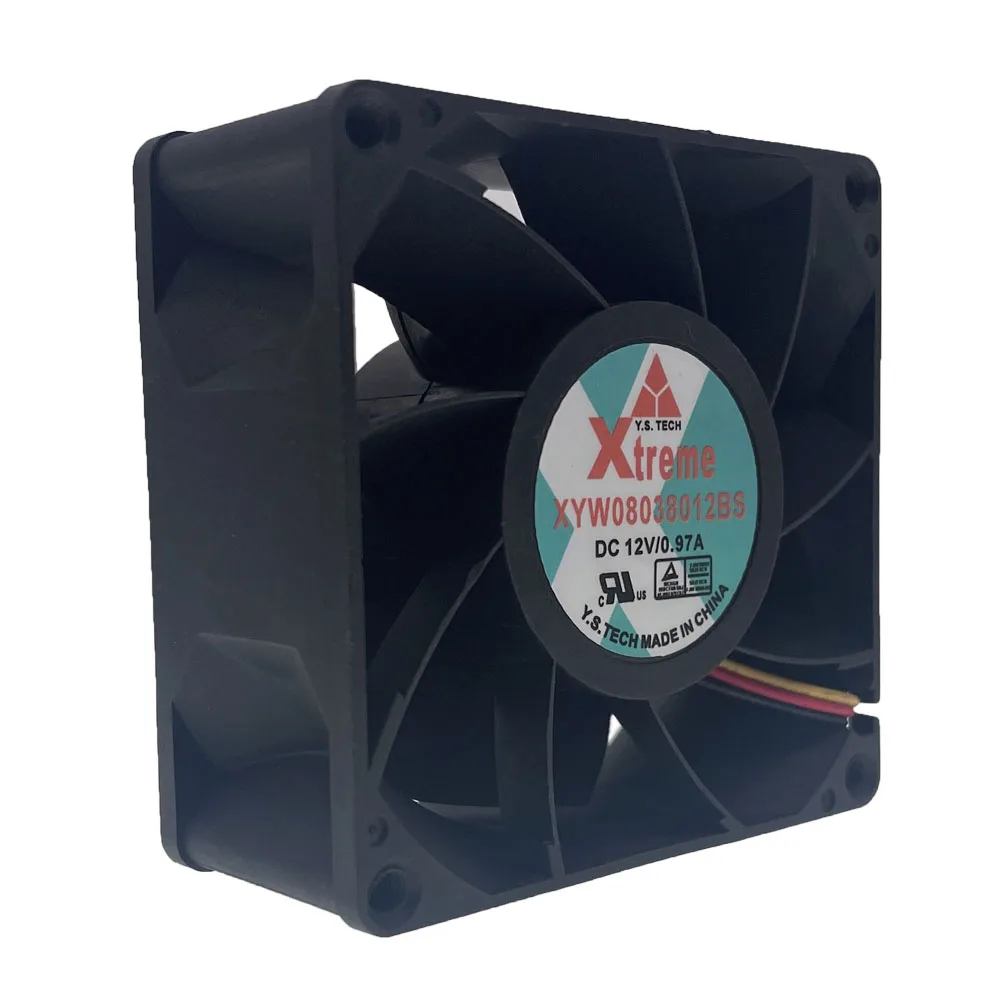 80 мм высокоскоростной вентилятор Y.S.TECH XTREME XYW08038012BS 8038 12V 0.97A 80X80X38mm двойной шариковый подшипник вентилятор-инвертор для сервера 3Pin