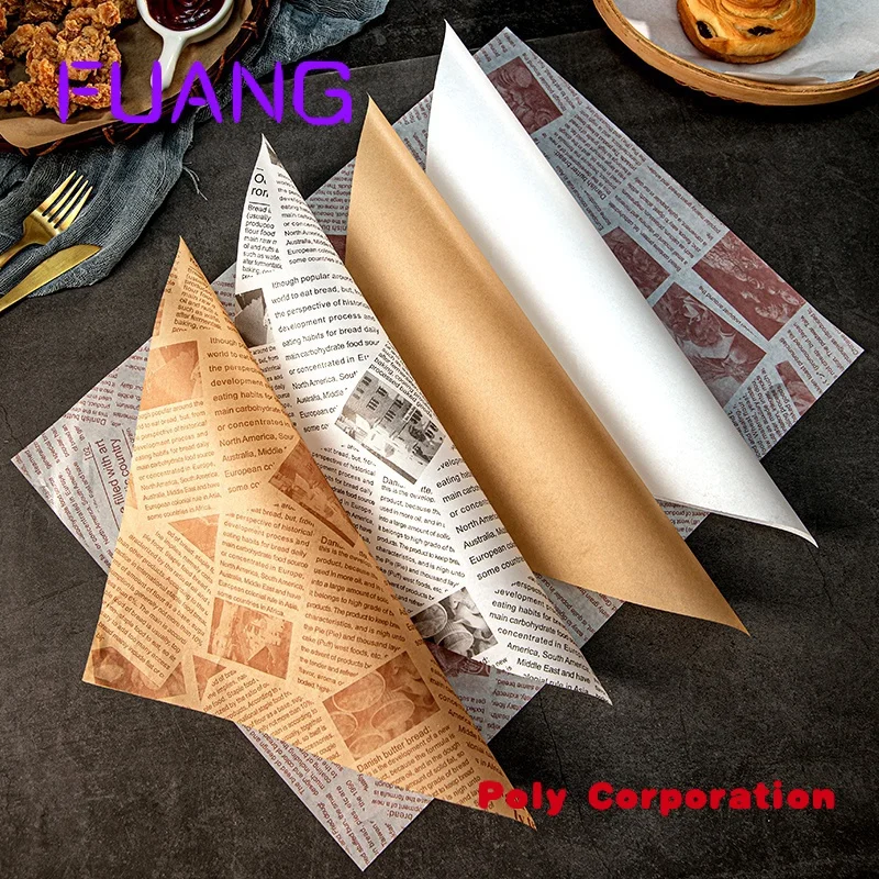 Custom Logo Printed PE Coated Deli Meat Hamburger Frie Burger Sandwich Wrap Wax Sheets Food Wrapping Greaseproof Paper,Wax Paper