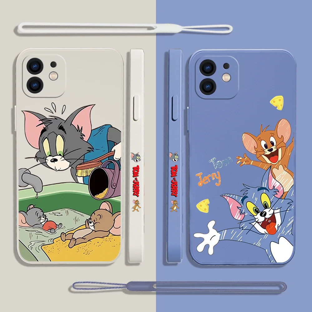 

Cartoon Phone Case For Xiaomi Redmi Note 12 11 11T 10 10S 9 Pro Plus 10C 9A 9C 9T K50 K60 4G 5G Toms And Jerrys With Hand Strap