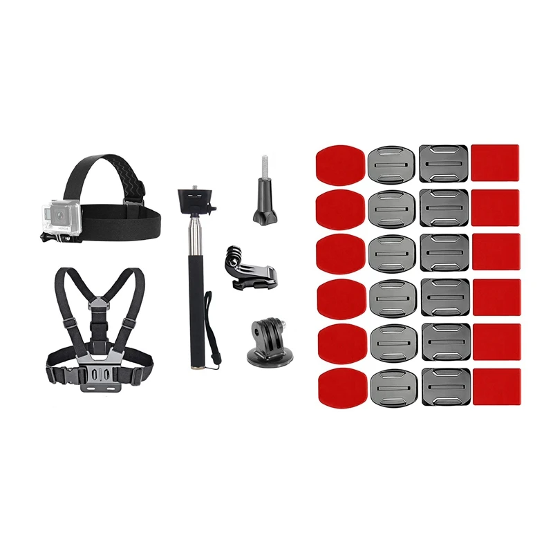 

Top Deals 1X Head Strap Mount/Chest Harness/Selfie Stick For Gopro Hero 6 5 & 12X Surface Mounts + 12X Adhesive Stickers