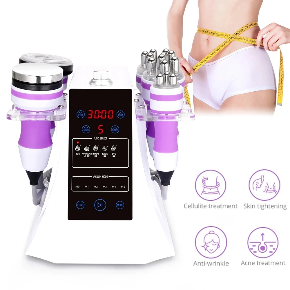 

5in1 Multipolar RF Skin Tightening Vacuum 40K Cavitation Ultrasonic Celliute Slimming Spa Machine