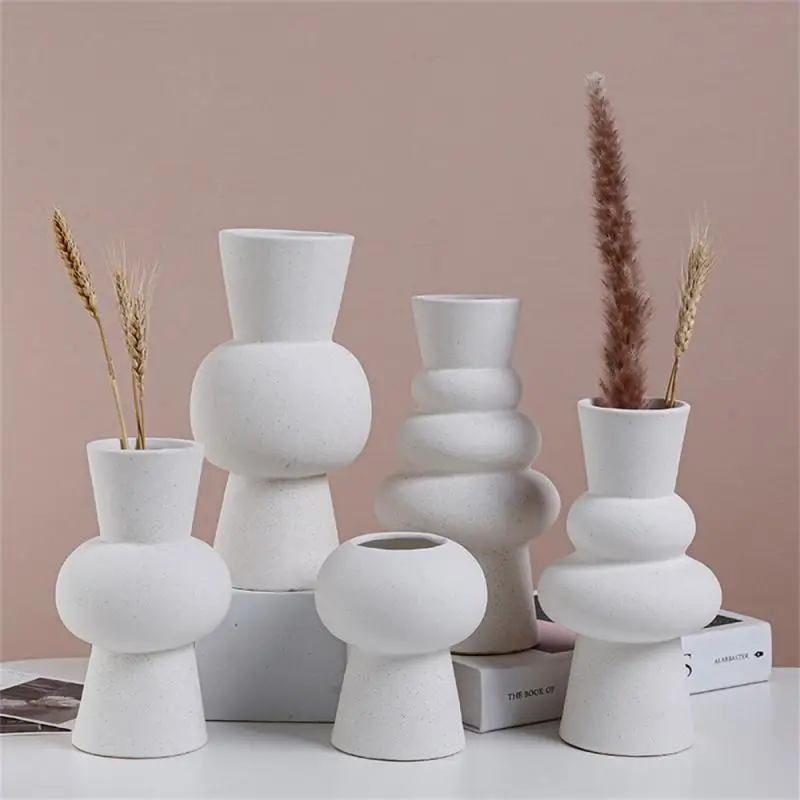 

Multi Scene Vases White Handcrafted Flower Racks Home Decoration Creative Tabletop Vase Unique Handicrafts Ceramic