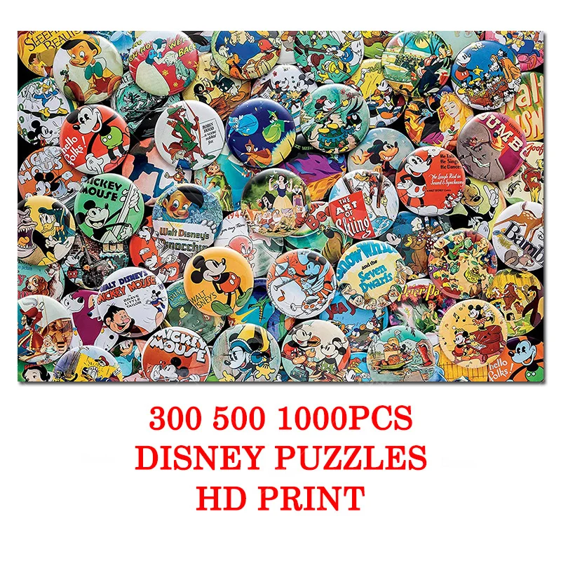 

Картина с изображением героев Диснея Микки Мауса, картина с эмблемами 300, 500, 1000 пазлов, бумажные Пазлы для детей, подростков, взрослых, как по...