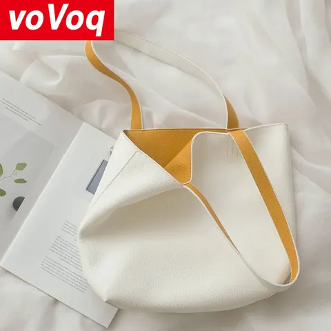 Женская сумка-тоут, новинка 2022, вместительная сумка из мягкой кожи с двухсторонним дизайном на одно плечо, большая сумка для покупок, для девушек в колледже