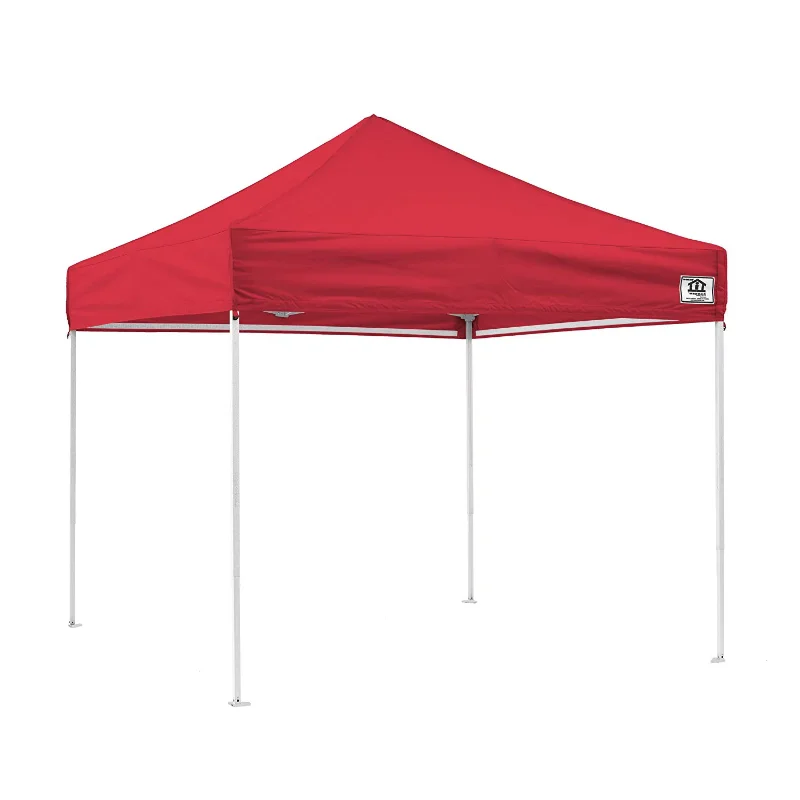 10 X 10up Canopy Tent, Straight Leg Shelter, Steel Frame, Uv Coated, Roller Bag, Red