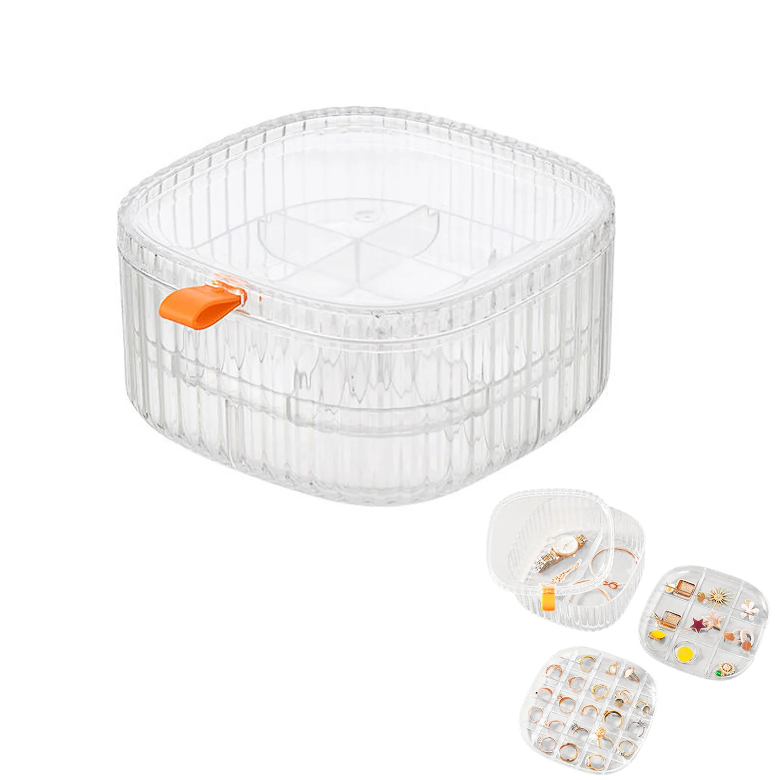 

Акриловая шкатулка для хранения ювелирных изделий, портативный дорожный Чехол для хранения ювелирных изделий, трехслойные клетки разных р...