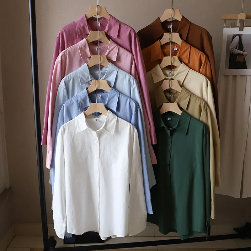 

Fashion Long Sleeve Office Buttons Basic Shirt Autumn Winter Blouse Casual Lady Tops Elegant Loose Corduroy Women's Blouse 24379