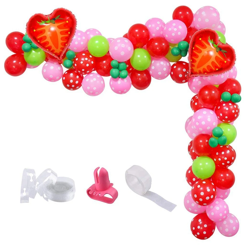 

105Pcs Strawberry Party Balloons Arch Garland Strawberry Baby Shower Balloon Decoration Set Strawberry Foil Balloons