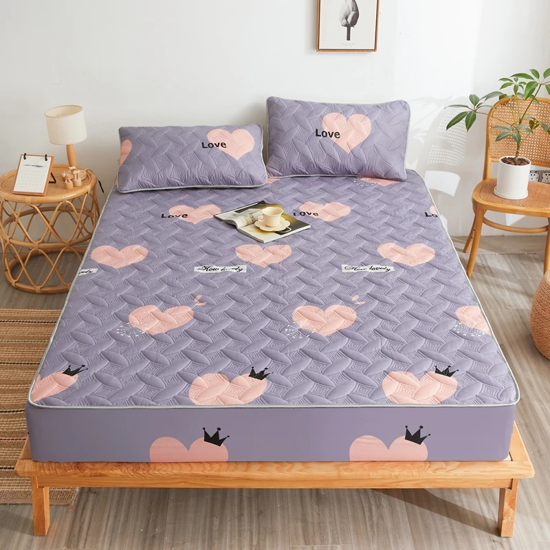 

1PC Clip Cotton Bed Sheet Cover Thicken Quilted Mattress Fitted Bedsheet Air-Permeable Suitable for 5-30cm Thick Mattress