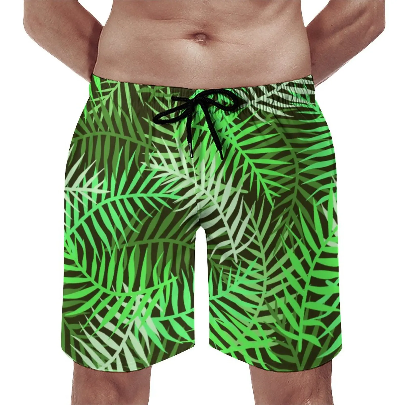 

Tropical Palm Leaves Board Shorts Green Leaf Vintage Beach Shorts Men's Pattern Surfing Quick Dry Beach Trunks Birthday Present