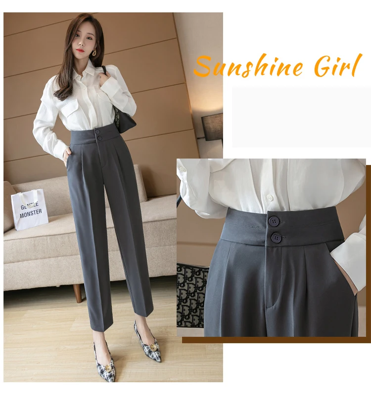 Брюки-Капри с высокой талией в Корейском стиле весна-осень 2022 новые винтажные