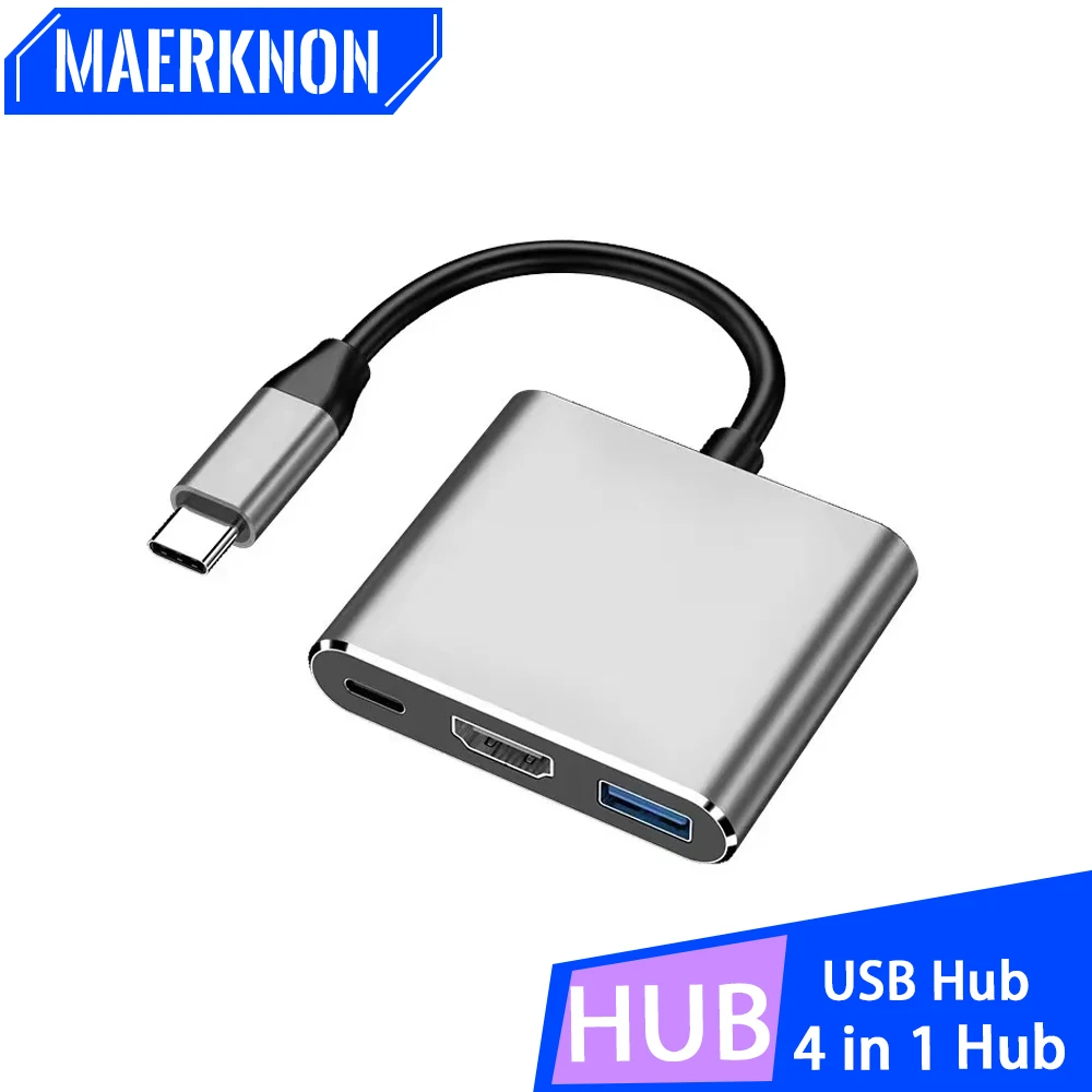 3 в 1 Usb-C Usb-концентратор 4k Usb 3.1 Type-C к 3.0 папа-мама HDMI-совместимый зарядный адаптер