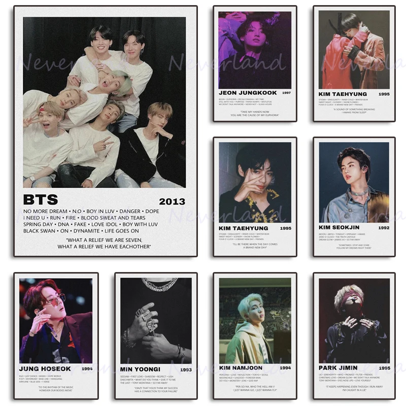 Корейская популярная группа Bangtan Boys, модные плакаты, Картина на холсте и принты, Настенная картина для комнаты, домашние искусственные подарки Kpop