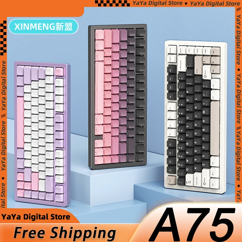 Механическая клавиатура XINMENG A75 три режима алюминиевый сплав RGB 10000 мАч низкая