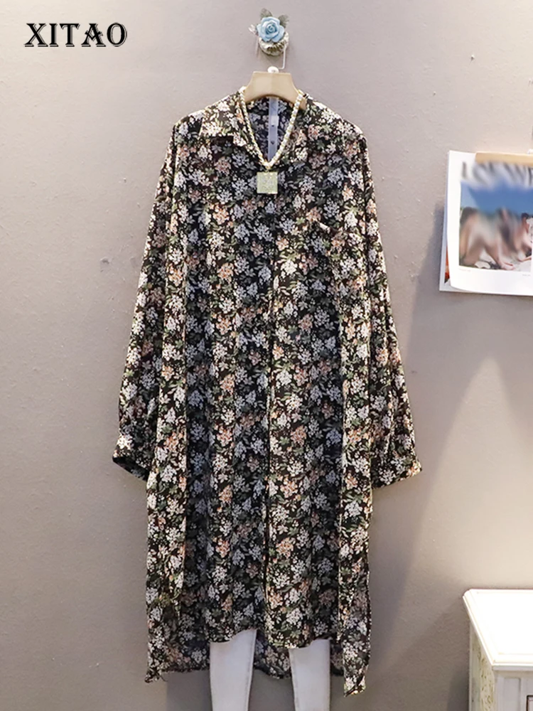 

XITAO Print Single Breasted Shirt Women Korea 2022 Summer NewPersonality Fashion Turn-down Collar Full Sleeve Shirt WMD5093