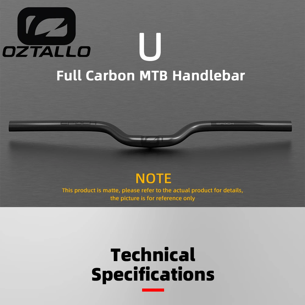 

OZTALLO U-rise MTB Bicycle Handlebar Carbon Fiber Mountain Bike Accessories Stem Diameter 25.4 or 31.8mm*580-700mm