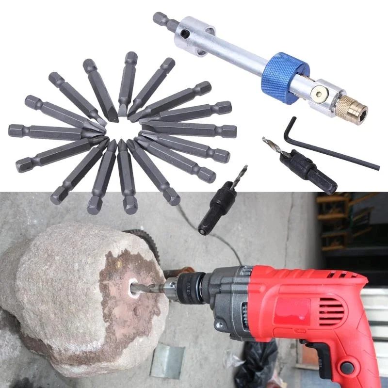 

20Pcs Half Time Drill Driver Screwdriver Swap Drill Bit Rotary Tool Swivel Head Driving Tools with Countersink Bits Allen Wrench