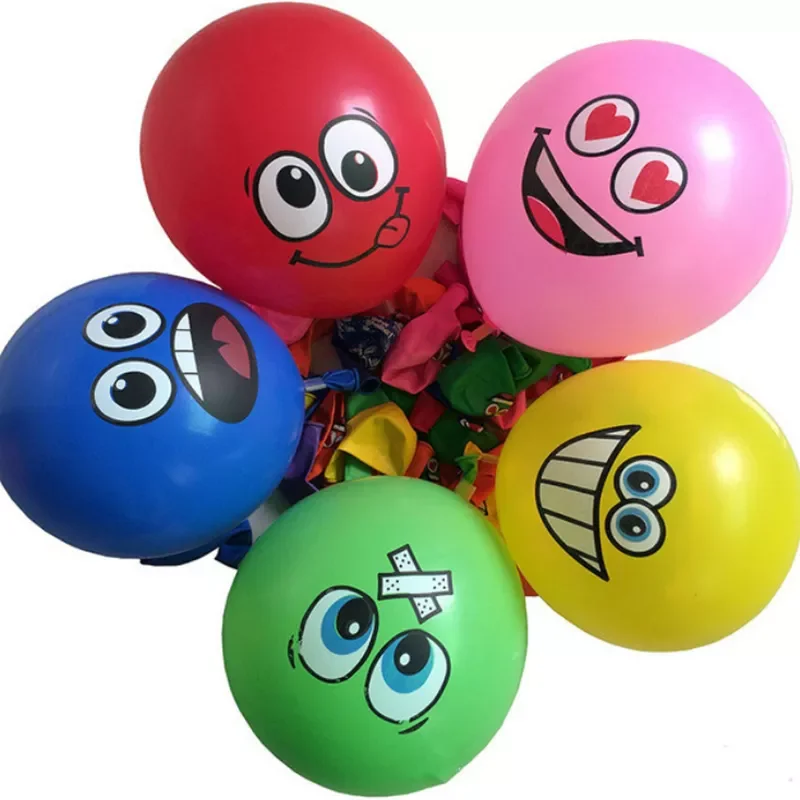 

10Pcs/lot 12inch Cute Funny Big Eyes Smiley face latex balloons Birthday Party decoration Inflatable balloon Baby Shower Globos