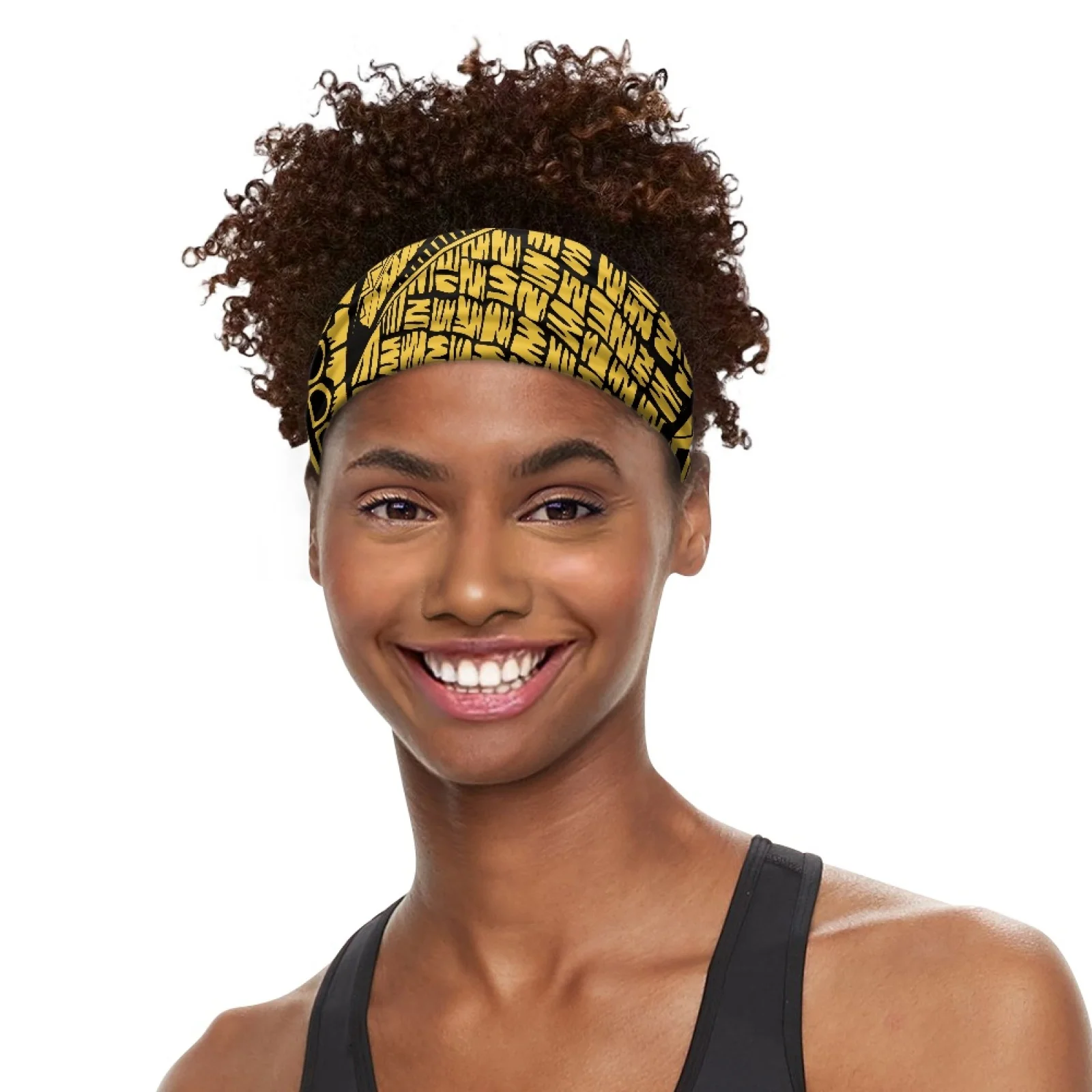 

Polynesian Tribal Hawaiian Totem Tattoo Hawaii Prints Fitness Room Skin-Friendly Breathable Yellow Sports Headband Street Style