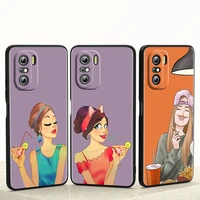 best cute friends playing gril for redmi 10 k40 k30 ultra pro gaming 9t 9at 9a 9c 10x pro 10x go soft black phone case cover
