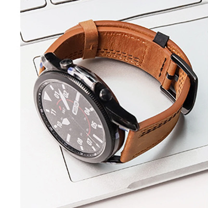 22mm for Huawei GT3/GT2 Retro Crazy Horse Leather Strap For Samsung galaxy watch 3  galaxy watch Leather Strap amazfit GTR 47mm