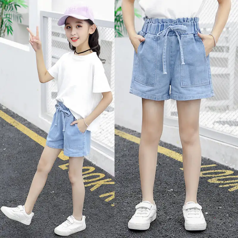 

3-14Years Kids Girls Summer Denim Clothing Solid Shorts Pants Clothes Children Girl Casual Short Trousers Infant Bottoms