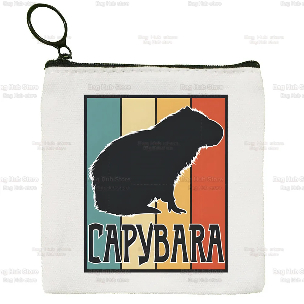 Capybara Cute Animal Cartoon Simple Canvas Coin Purse Cute Cartoon Key Case Lady Bag Coin Storage Bag