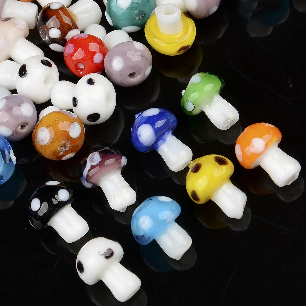 5 шт. стеклянные бусины в виде грибов 10 х13 мм грибных шариков шарики свободные