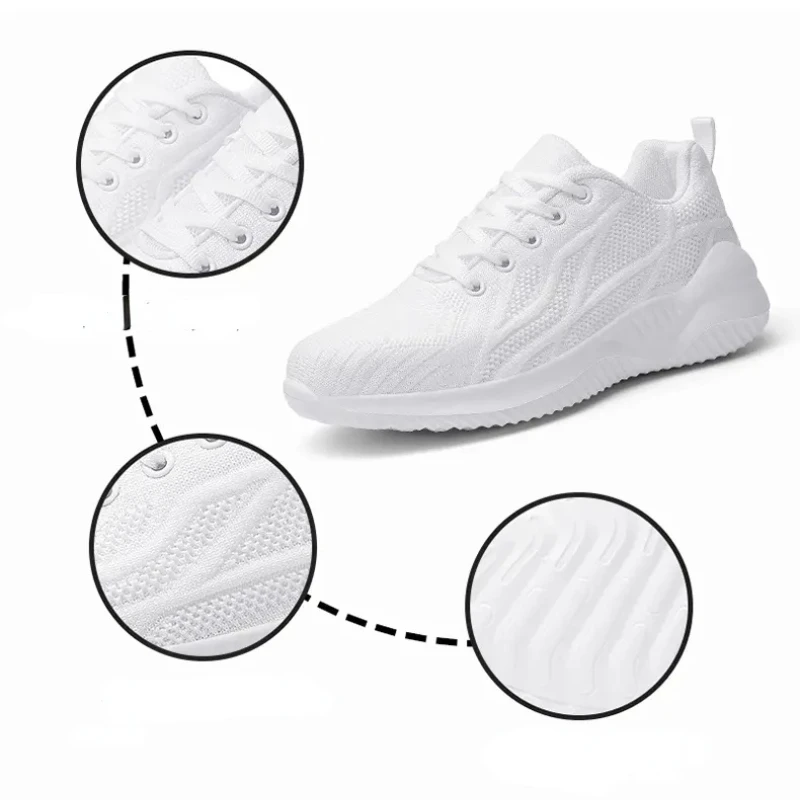 Women Sneakers Mesh Breathable Running Walking Lightweight Shoes Fitness Outdoor Sport Comfortable Fashion Casual White Shoes