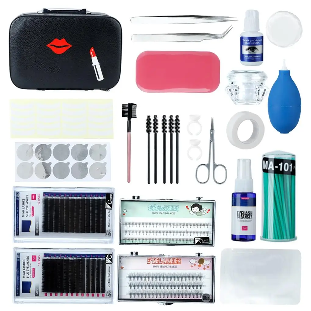 

22Pcs Grafting Eyelash Set Eye Pads False Eyelash Tweezers Ring Cup Eyelash Extension Tool Kit
