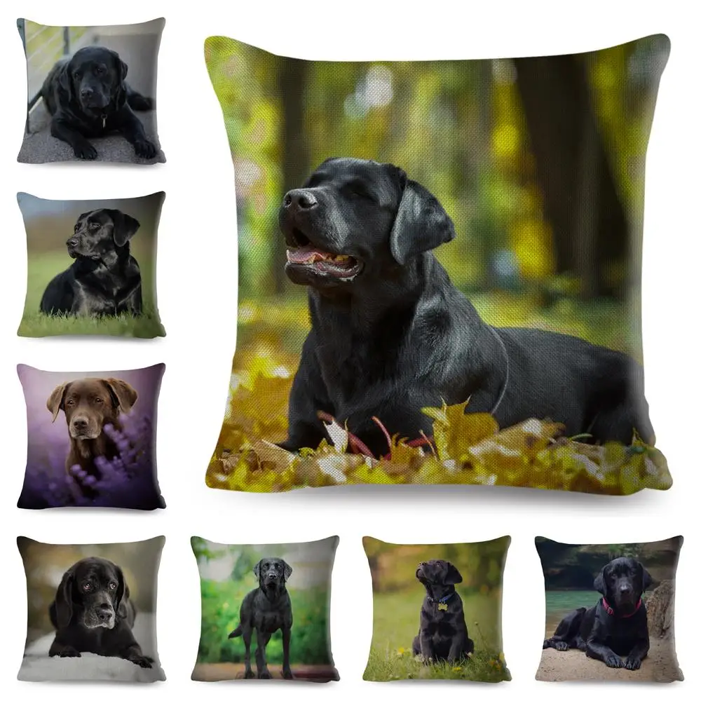 Dog Black Labrador Pet Animal pillow cushion cover case funda cojin cojines decorativos para sofá 45x 45 almofadas 쿠션커버 чехлы