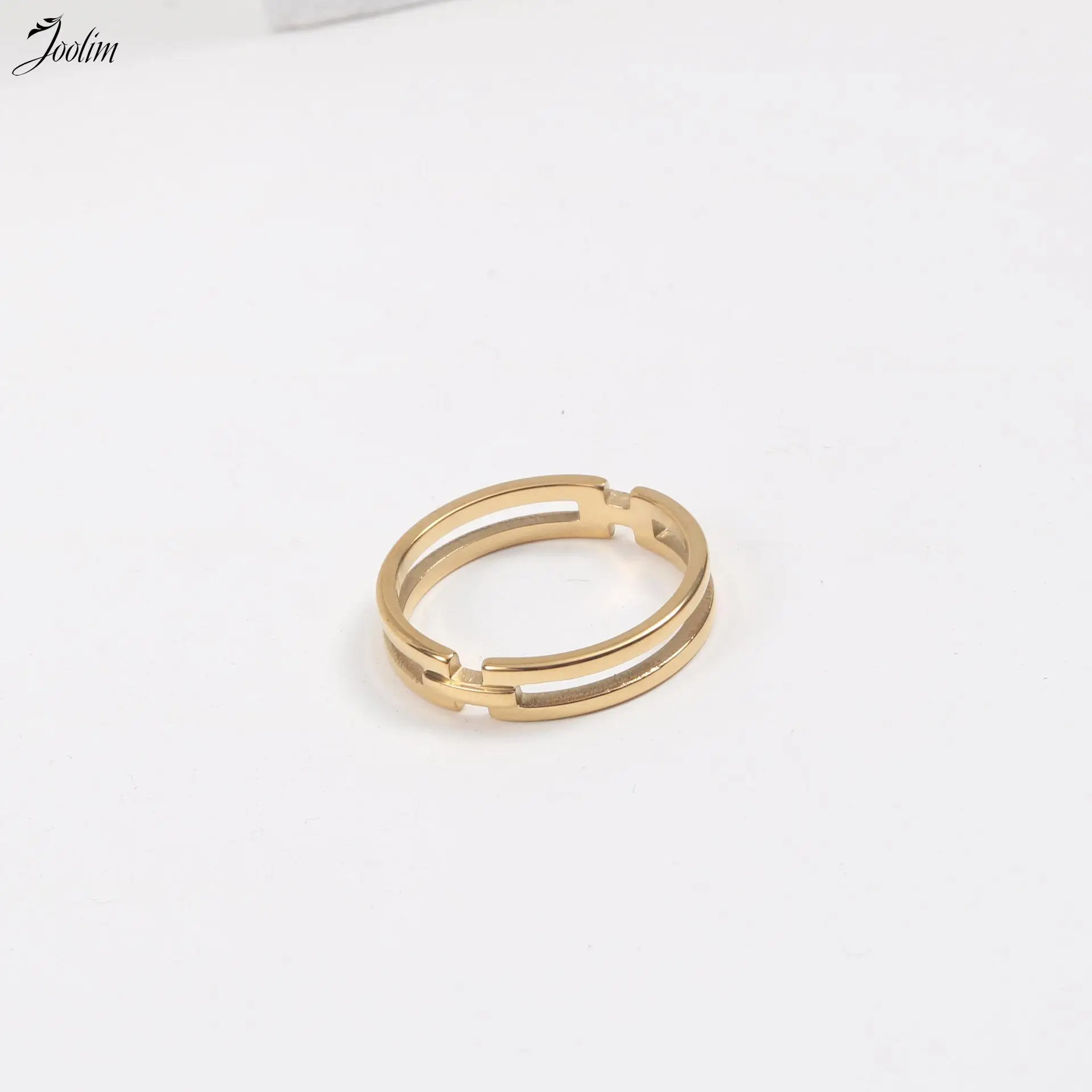 

Joolim High End 18K Gold PVD Fashion Simple Geometric Rings Stainless Steel Trend 2022 Jewelry Wholesale