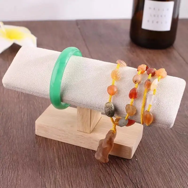 Natural Wood Bracelet Display Holder Stand Unique T-bar Bangle Organizers Jewelry Bracelet Exhibit Stand Jewelry Storage