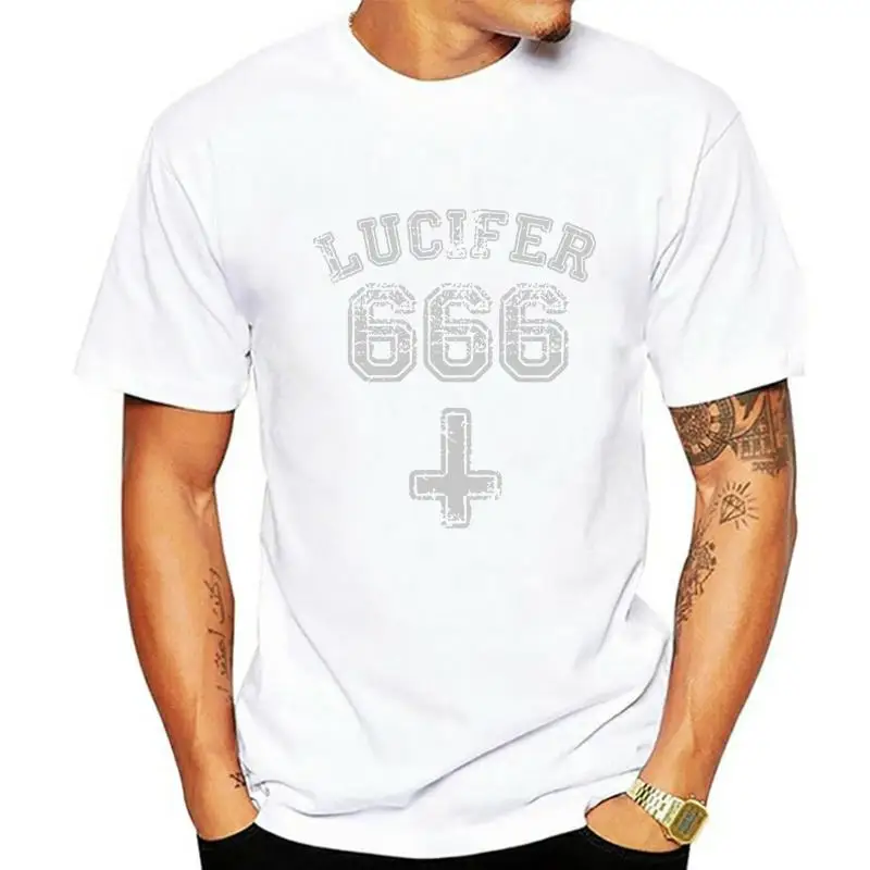 

Мужская черная футболка Lucifer 666 с круглым вырезом wo Men